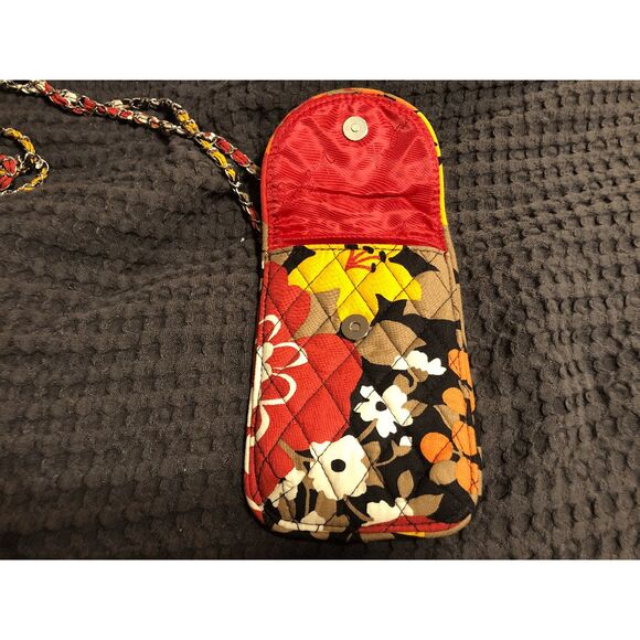 VERA BRADLEY CROSSBODY Bittersweet  CELL PHONE BAG SILVERTONE & FABRIC CHAIN RET - Picture 8 of 13